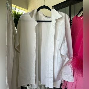 Oversized white button down